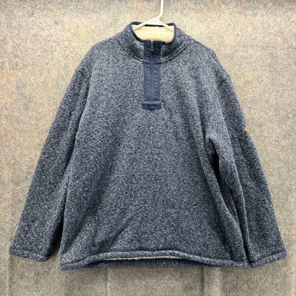 Orvis Brighton Sweater Men Extra Large Blue 1/4 Zip Sherpa Lined Pullover Fleece - Picture 1 of 12